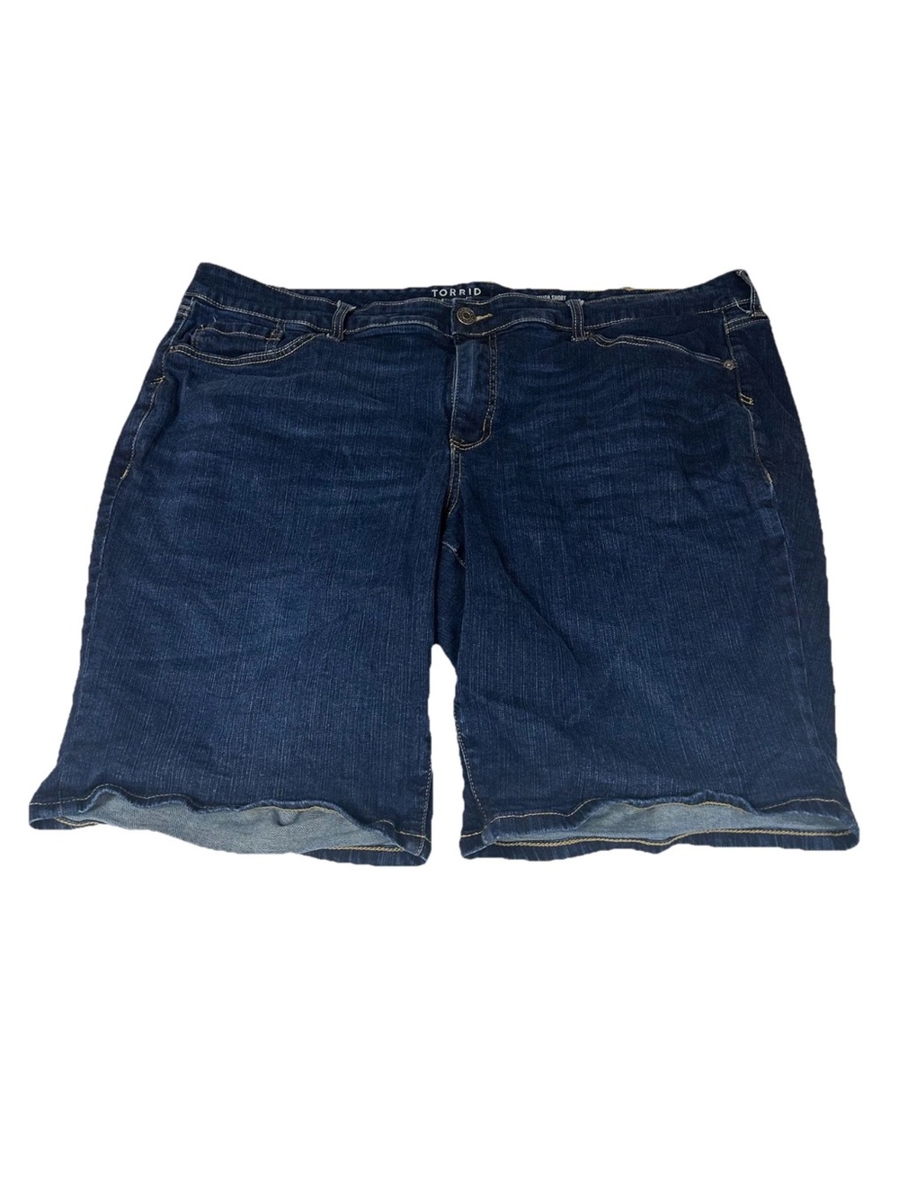 Torrid Womens Plus Size 24 Perfect 10” Bermuda Shorts Jean Denim Blue Dark #4171